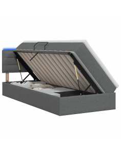 Letto con contenitore LED e materasso Grigio Scuro 90 x 190 cm