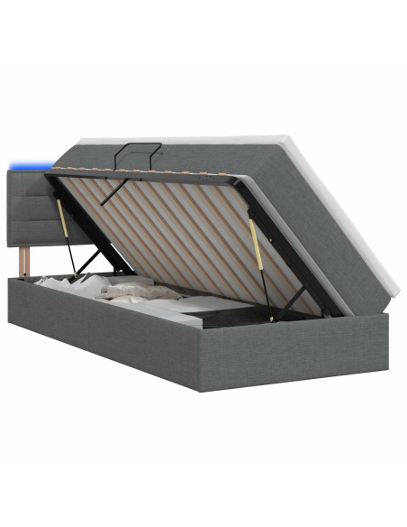 Letto con contenitore LED e materasso Grigio Scuro 90 x 190 cm