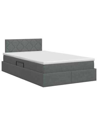 Letto con contenitore e materasso Grigio Scuro 120 x 190 cm