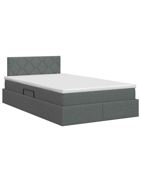 Letto con contenitore e materasso Grigio Scuro 120 x 190 cm