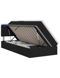Letto con contenitore LED e materasso Nero 100 x 200 cm Tessuto