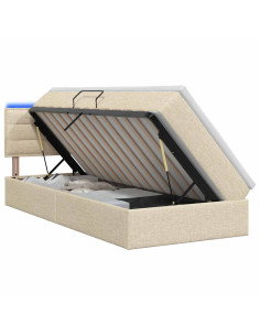 Letto con contenitore LED e materasso Crema 100 x 200 cm