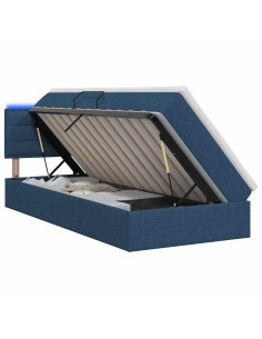 Letto con contenitore LED e materasso Blu 100 x 200 cm Tessuto