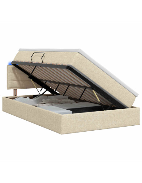 Letto con contenitore LED e materasso Crema 120 x 200 cm