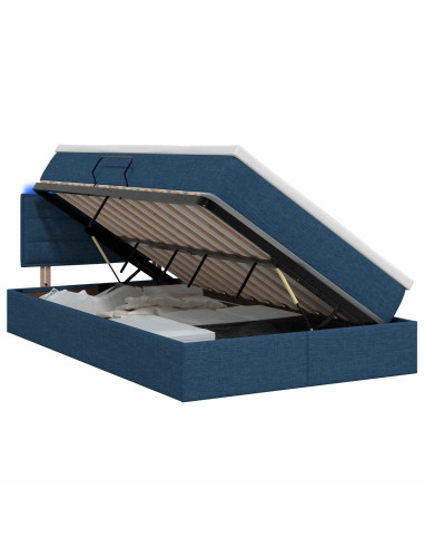 Letto con contenitore LED e materasso Blu 120 x 200 cm Tessuto