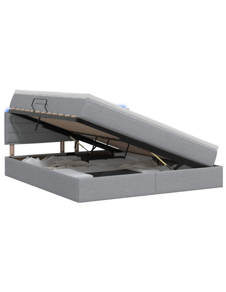 Letto con contenitore LED e materasso Grigio Chiaro