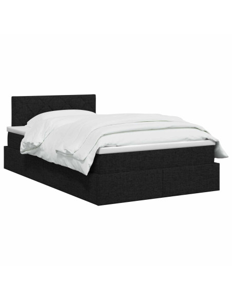 Letto con contenitore e materasso Nero 120 x 200 cm Velluto