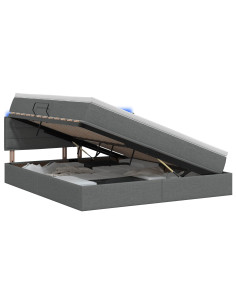 Letto con contenitore LED e materasso Grigio Scuro 140 x 200 cm