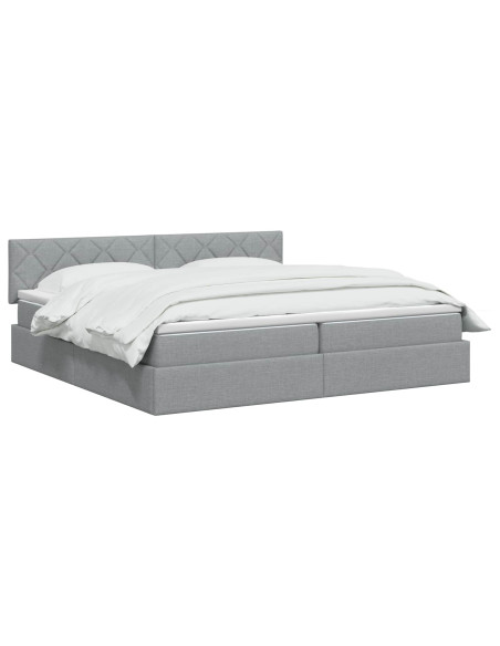 Letto con contenitore e materasso Grigio Chiaro 200 x 200 cm