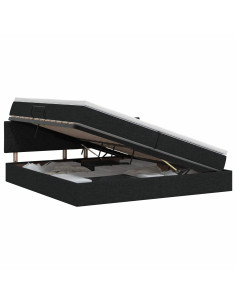 Letto con contenitore e materasso Nero 200 x 200 cm Velluto