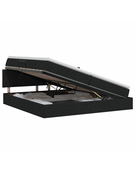 Letto con contenitore e materasso Nero 200 x 200 cm Velluto