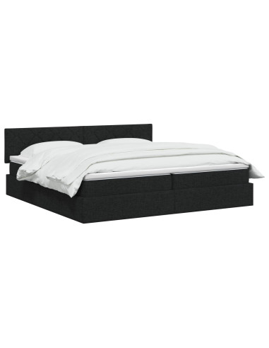Letto con contenitore e materasso Nero 200 x 200 cm Velluto