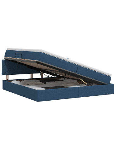 Letto con contenitore e materasso Blu 200 x 200 cm Velluto