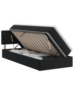 Letto con Contenitore con testiera Nero 90 x 190 cm Velluto