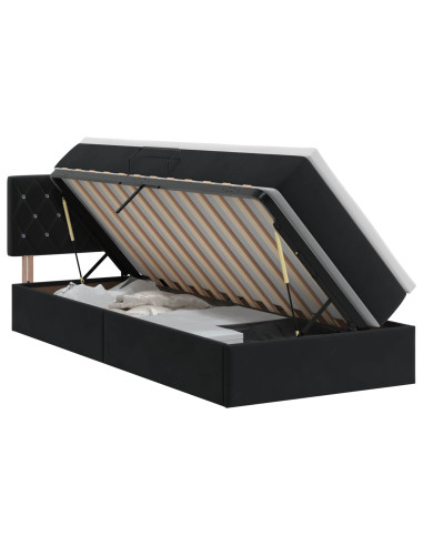 Letto con Contenitore con testiera Nero 90 x 190 cm Velluto