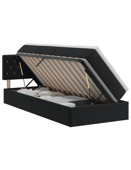 Letto con Contenitore con testiera Nero 90 x 190 cm Velluto