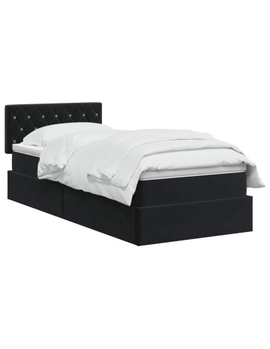 Letto con Contenitore con testiera Nero 90 x 190 cm Velluto