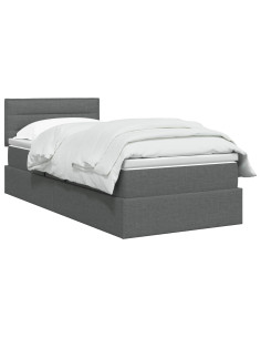 Letto con contenitore LED e materasso Grigio Scuro 90 x 190 cm 2