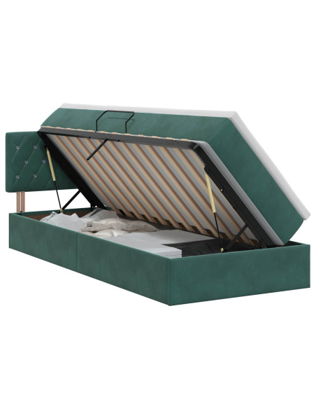 Letto con Contenitore Verde Scuro 90 x 190 cm Velluto