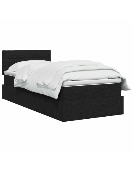 Letto con contenitore LED e materasso Nero 90 x 190 cm Tessuto