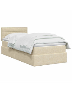 Letto con contenitore LED e materasso Crema 100 x 200 cm 2