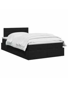Letto con contenitore LED e materasso Nero 120 x 200 cm Tessuto 2