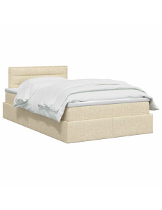 Letto con contenitore LED e materasso Crema 120 x 200 cm 2