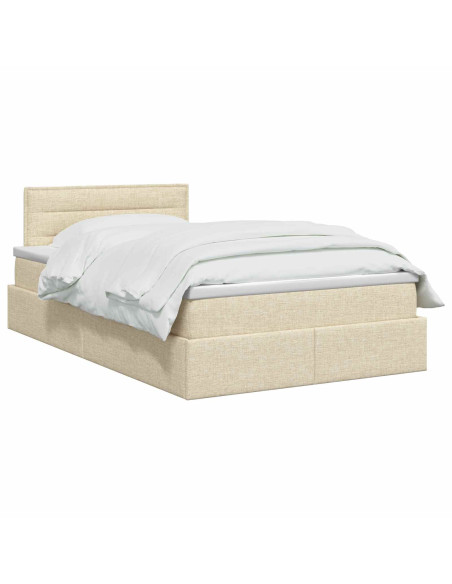 Letto con contenitore LED e materasso Crema 120 x 200 cm