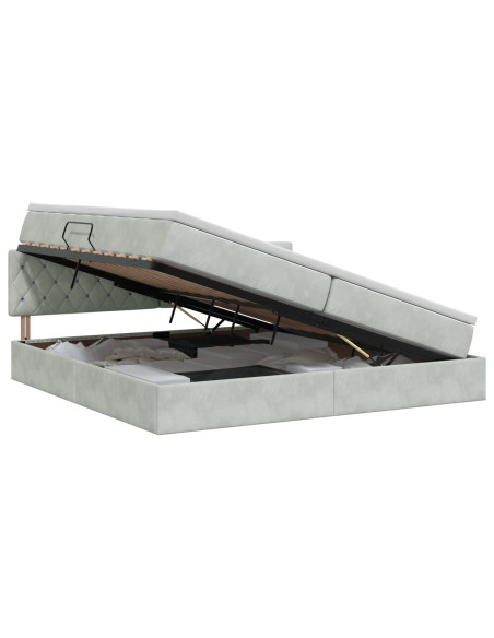 Letto con Contenitore Grigio Chiaro 200 x 200 cm Velluto