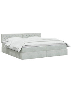 Letto con Contenitore Grigio Chiaro 200 x 200 cm Velluto 2