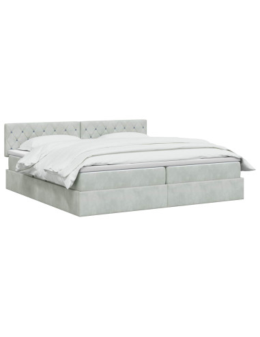 Letto con Contenitore Grigio Chiaro 200 x 200 cm Velluto