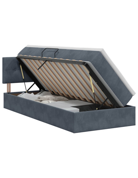 Letto con Contenitore Grigio Scuro 90 x 200 cm Velluto