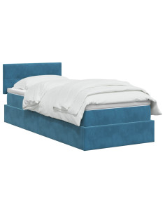 Letto con Contenitore Blu Scuro 90 x 200 cm Velluto 2