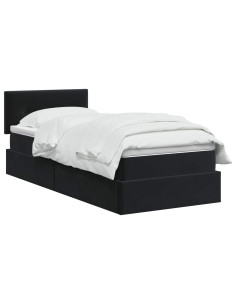Letto con Contenitore con testiera Nero 100 x 200 cm Velluto 2