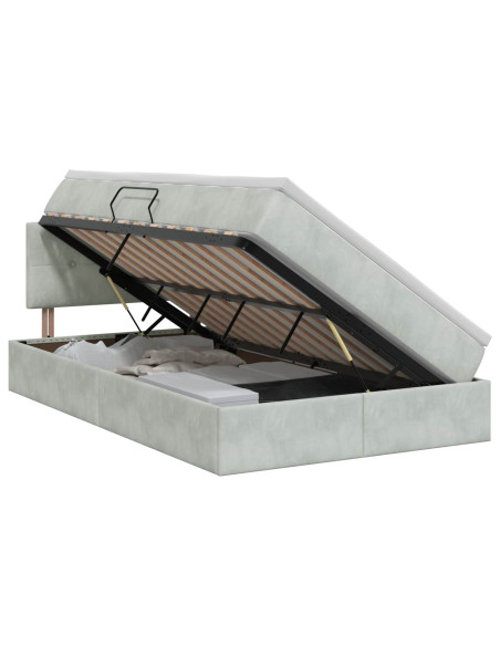 Letto con Contenitore Grigio Chiaro 120 x 200 cm Velluto