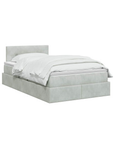 Letto con Contenitore Grigio Chiaro 120 x 200 cm Velluto 2