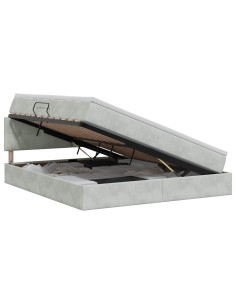 Letto con Contenitore Grigio Chiaro 140 x 190 cm Velluto