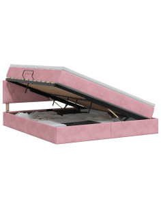 Letto con Contenitore con testiera Rosa 180 x 200 cm Velluto