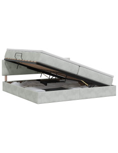 Letto con Contenitore Grigio Chiaro 200 x 200 cm Velluto
