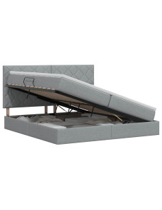 Letto con contenitore e materasso Grigio Chiaro 200 x 200 cm