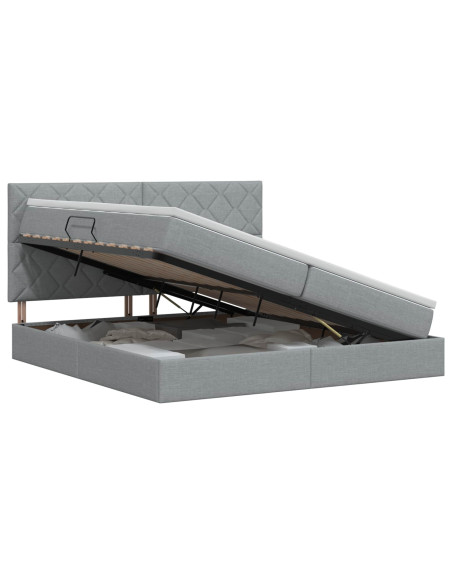 Letto con contenitore e materasso Grigio Chiaro 200 x 200 cm