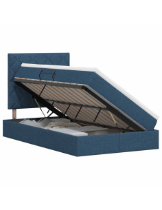 Letto con contenitore e materasso Blu 120 x 200 cm Tessuto