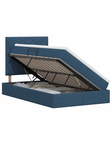Letto con contenitore e materasso Blu 120 x 200 cm Tessuto