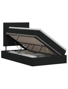 Letto con contenitore e materasso Nero 120 x 200 cm Tessuto