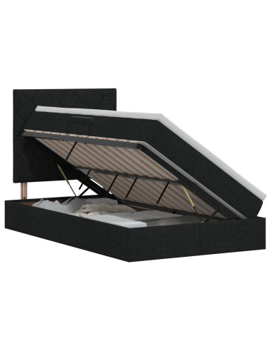 Letto con contenitore e materasso Nero 120 x 200 cm Tessuto