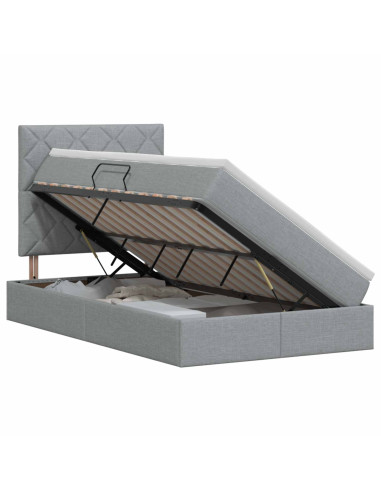 Letto con contenitore e materasso Grigio Chiaro 120 x 200 cm