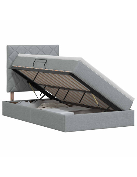 Letto con contenitore e materasso Grigio Chiaro 120 x 200 cm