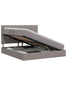 Letto con contenitore e materasso Tortora 160 x 200 cm Tessuto