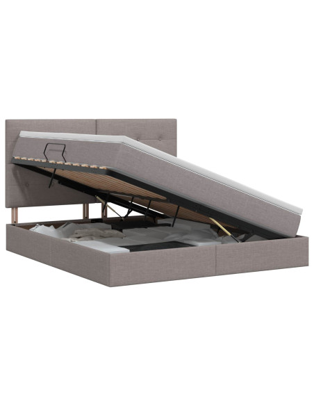 Letto con contenitore e materasso Tortora 160 x 200 cm Tessuto