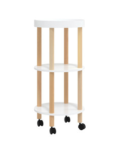 Carrello 3 Ripiani Bianco 38x38x82 cm Legno Multistrato e Pino 2